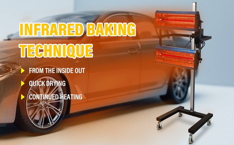 pakowin Infrared Paint Curing Lamp, 2100W 110V Movable