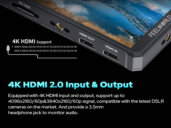 FEELWORLD HDMIモニター FEELWORLD CUT6S 6-inch Monitor Recorder FHD IPS 4K HDMI 3G
