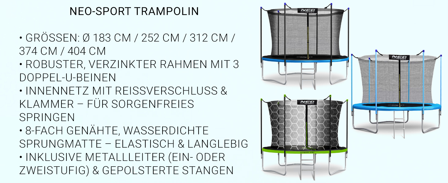 Neo-Sport Trampolin Outdoor für Kinder mit Sicherheitsnetz, Innen-Leiter und gepolsterten Stangen, witterfest und rostfr C395dba0 24da 4e13 A1d4 159055964b7b. CR0,0,1464,600 PT0 SX1464 V1