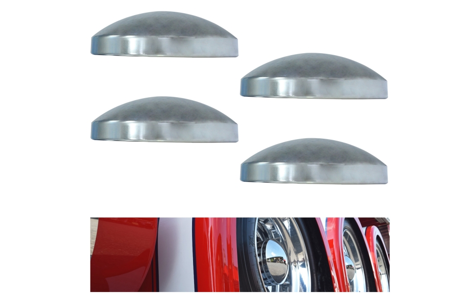4PCS Chrome Metal 8" Dome Style Hub Caps for Dome Semi