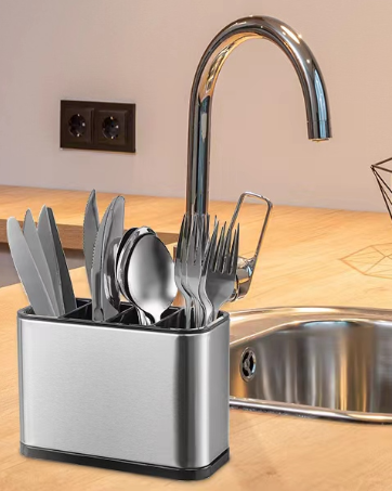 Utensil Holder Kitchen Countertop Stainless Steel Silverware Organizer Caddy Cooking