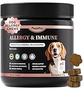 POPPAW Dog Allergy Chews, Probiotics Supplement for Dogs Seasonal Allergies & Immune Support & Gu...