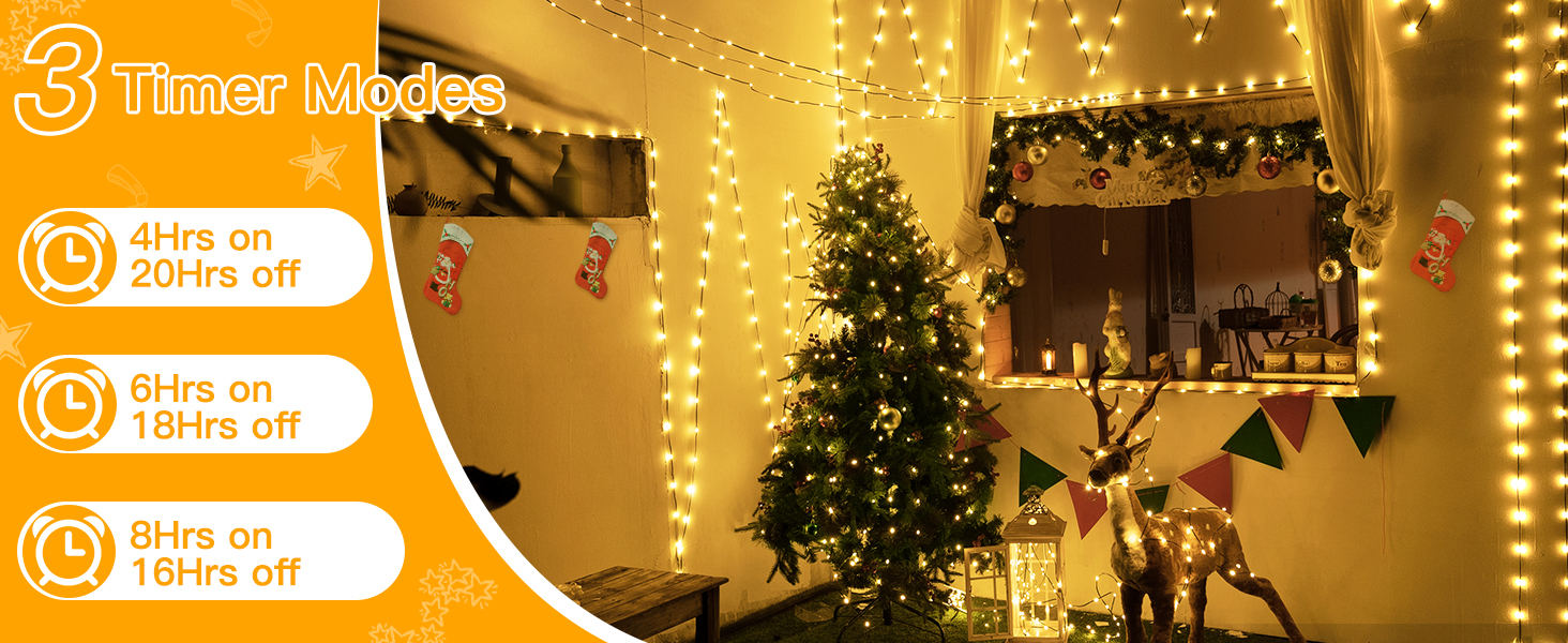 Christmas Decor Lights with 3 Timer Modes to Choose from