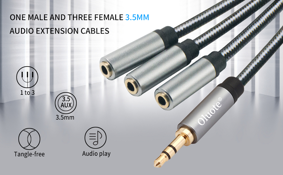 Amazon | Oluote 3.5 mm（1/8インチ）オスから3Xメスステレオ
