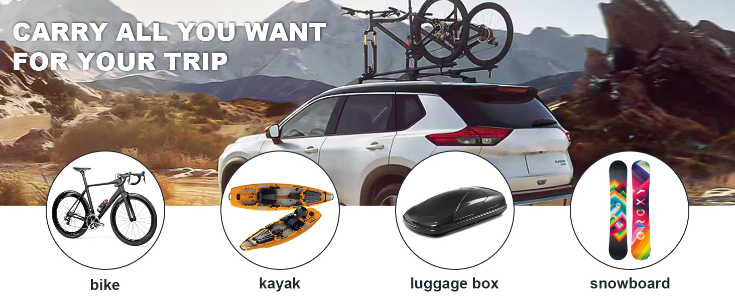 Lockable 220 LBS Cross Bar Nissan Rogue 2021 2022 2023 SV SL Platinum Roof Rail Roof Rack Crossbars