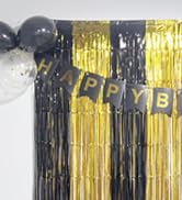 Gold Tinsel Backdrop Party Decorations, Melsan 3.2 x 8 ft Foil Fringe Curtains Party Backdrop for...