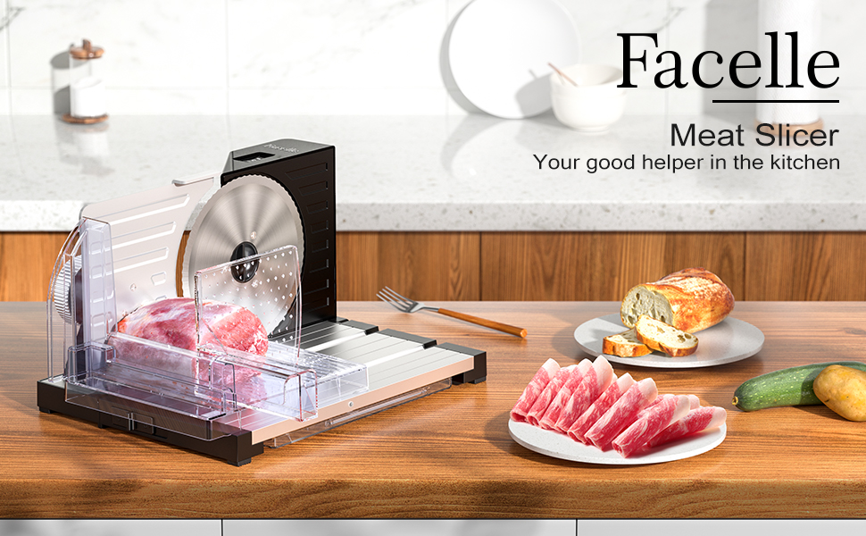 Meat Slicer, Facelle Electric Deli Food Slicer with Removable Stainless