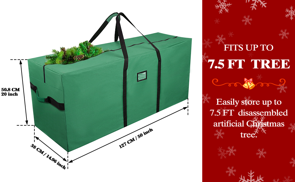 Christmas Tree Storage Bag Fits Up to 7.5 FT Christmas Trees HeavyDuty 600D Oxford Material