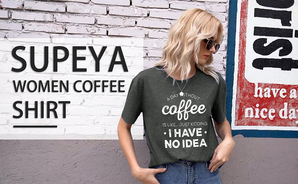 Coffee T-Shirt Women Black Coffee Letter Print Shirt Coffee Lovers Gifts Tee Top…