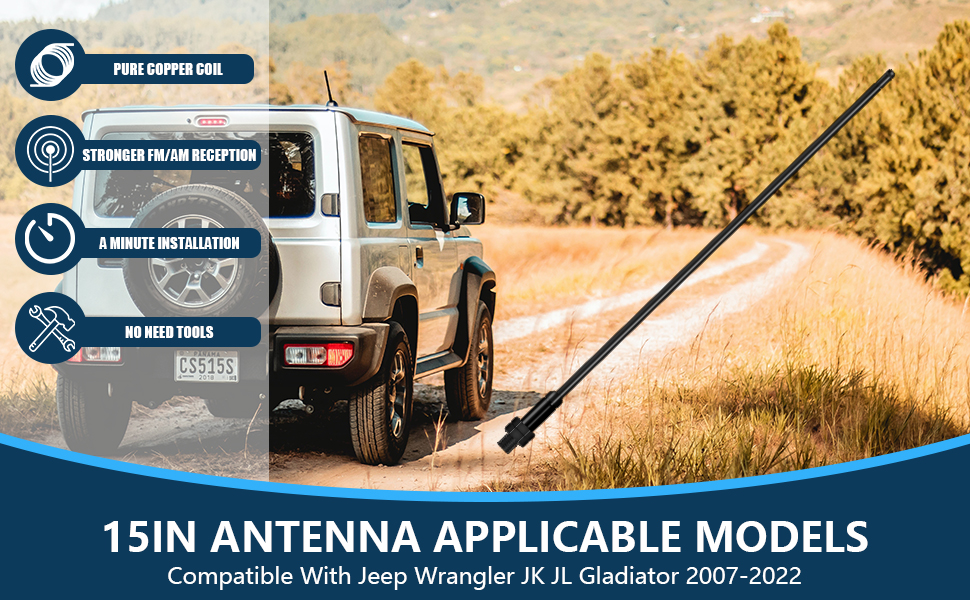 B.ZSSY Black Antenna 13 Inch Compatible for 20072022 Jeep