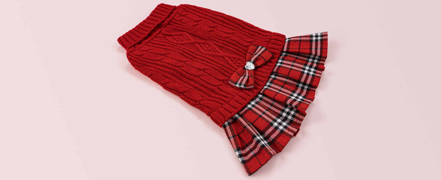 Stylish bow plaid hem