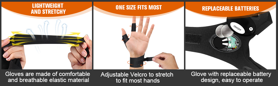 LED Flashlight Gloves, Birthday Gifts for Men Dad Him Husband, Cool Gadgets Hands-Free Lights Gloves