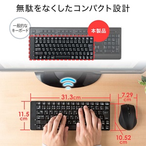 Senrakuens ワイヤレスキー 未使用 ボードとマウスセット SKB-WL10SETR【マウス付きワイヤレスキーボード（レッド）】10m