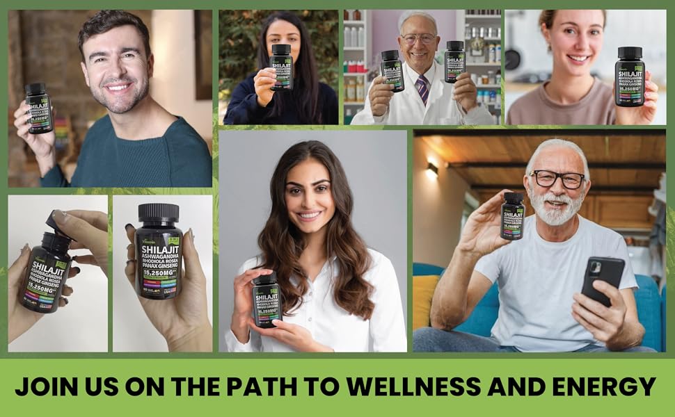 Shilajit, Ashwagandha, Rhodiola Rosea, Panax Ginseng, Turmeric, Stinging Nettle, Cordyceps Mushroom