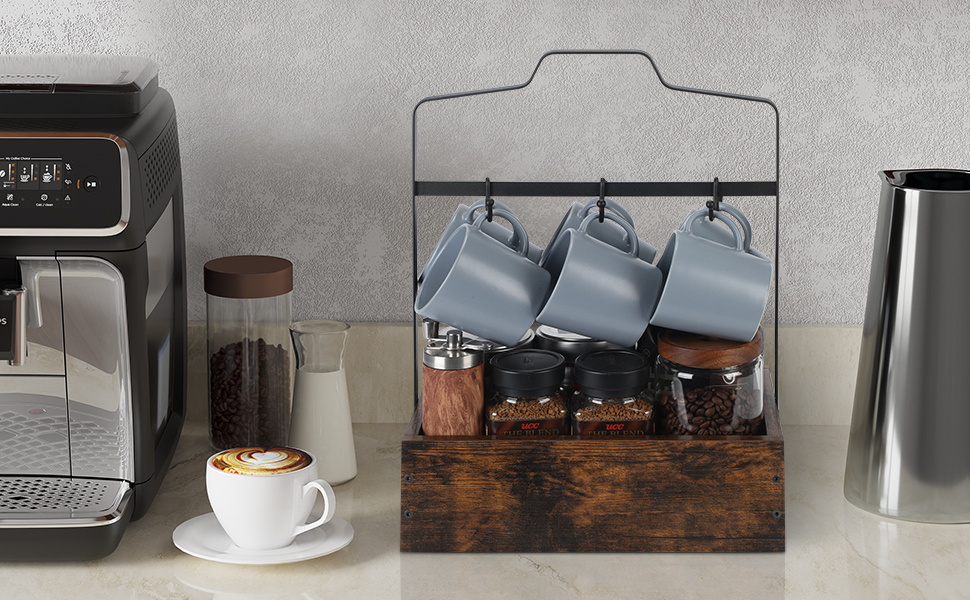 YINMIT Coffee Mugs Holder with Removable Hooks, 6 Capacity
