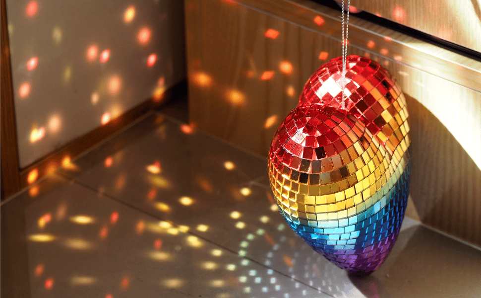 Yeehlmer Disco Ball Heart Shaped Rainbow Disco Hanging