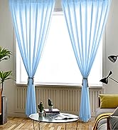 ShinyBeauty Chiffon Backdrop Curtain 2 Panels 29''x84'' Baby Blue Living Room Backdrops Blackout ...