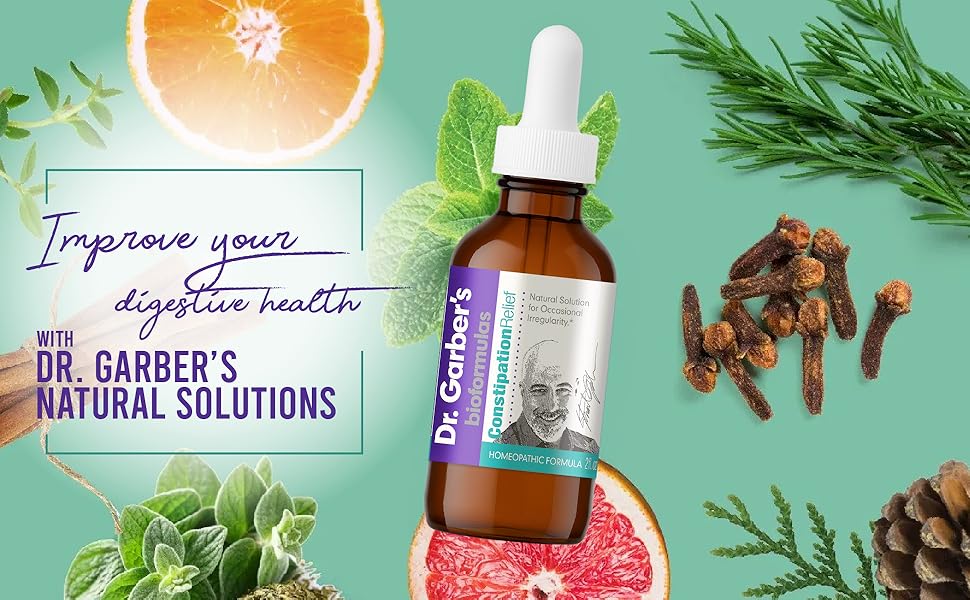 Constipation relief oral drops to alleviate gas, bloating, acid reducer, heartburn, gut indigestion