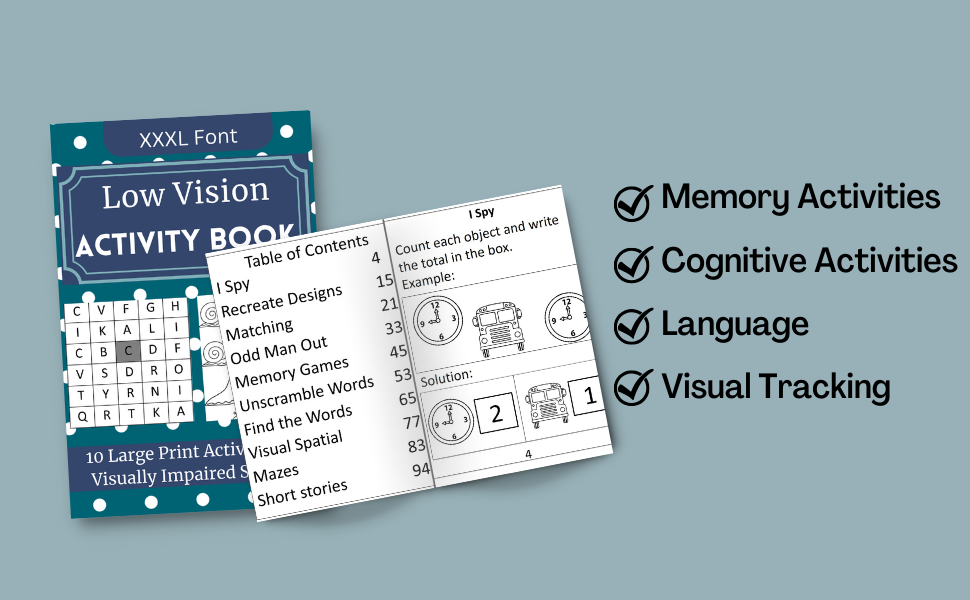 Low Vision Activity Book for old people