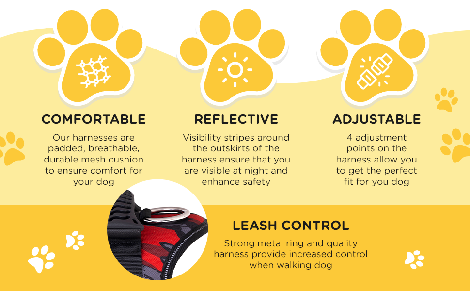 WOOF HOUND - Dog Harness, No Pull, Strong Grip, Adjustable, Reflective, Water Resistant, No Choking, Soft, Padded, Breathable, Light Weight, Rubber Handle, Easy On & Off, For Small Medium Large Dogs 12 Dog harness
