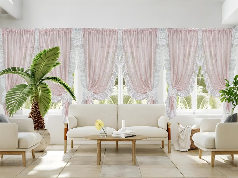 pink lace curtain