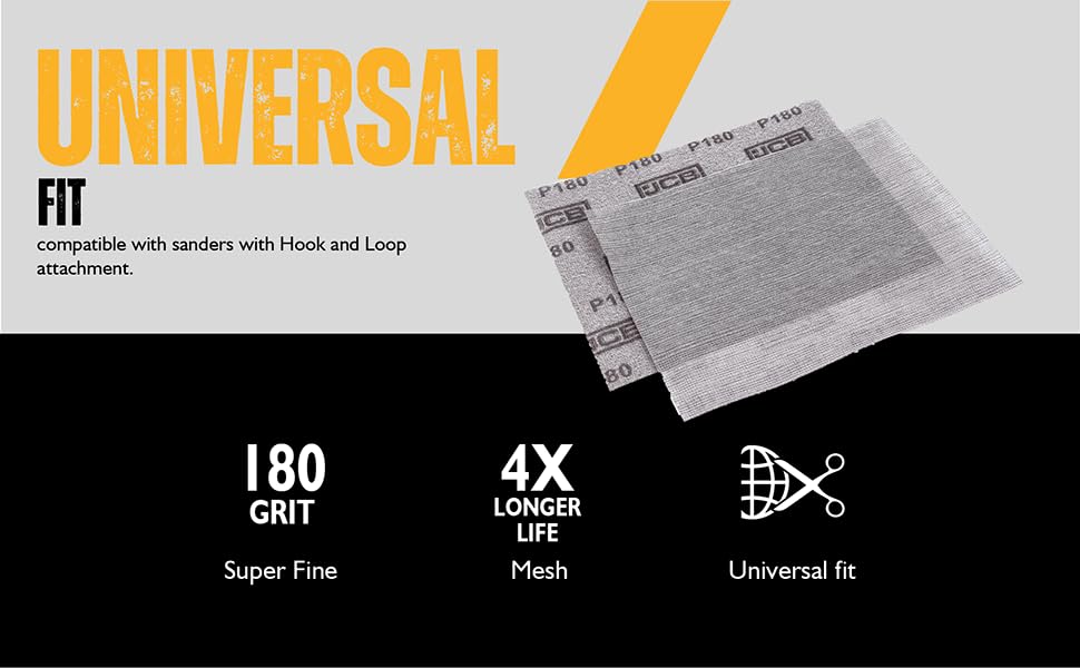 JCB 180 Grit Mesh Sanding Sheets 2 x Fine Metal Mesh Sanding Paper