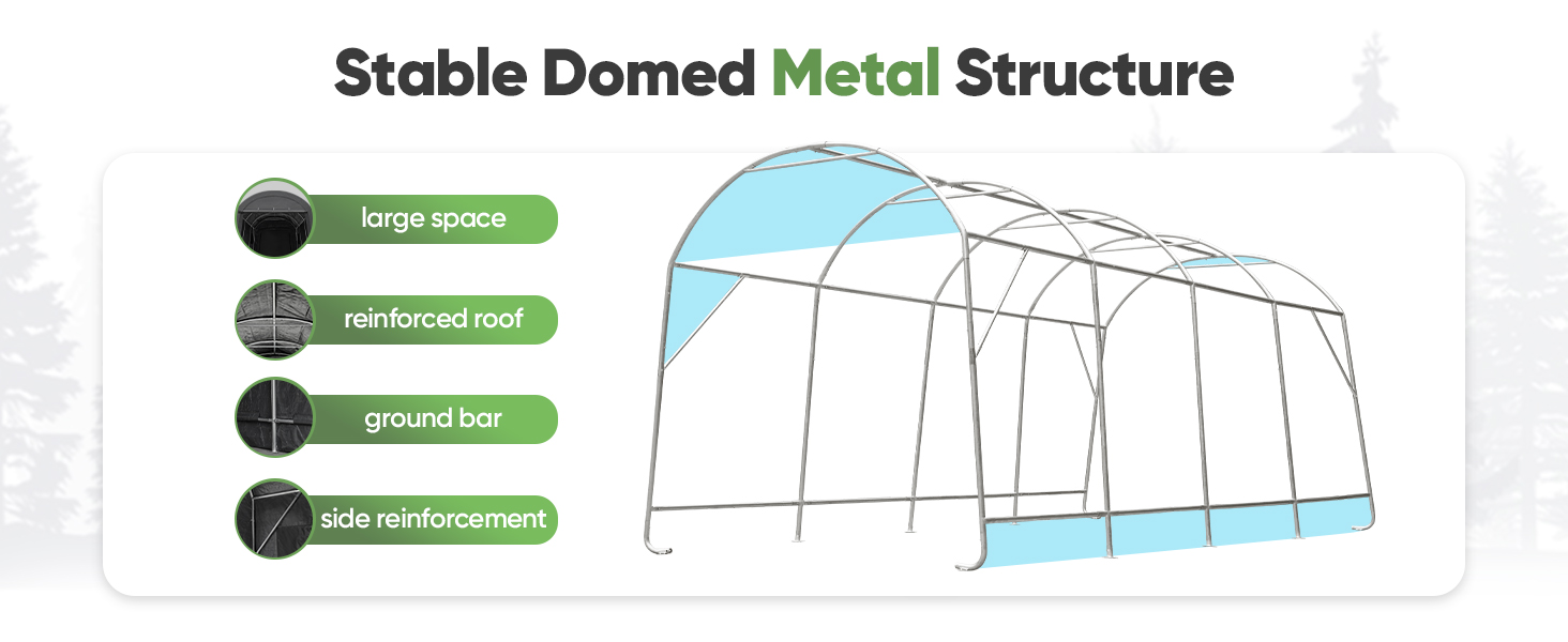 ADVANCE OUTDOOR 10x20 ft Dome Storage Shelter with Vents and two zipper doors.