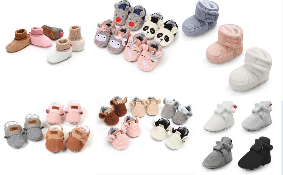 Baby Boys Girls Booties Non Skid Soft Sock Cotton Boots Infant Slippers Newborn First Walker Shoes