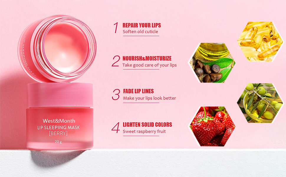 Moisturizing Lip Mask, Hydrating & Prevention Dry and Cracked Lip Scrubs Exfoliator