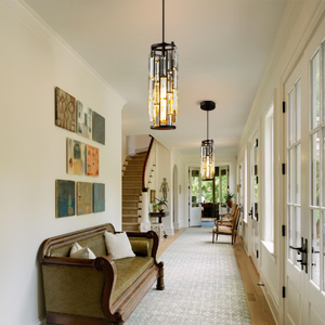 Black Metal Crystal Pendant Light