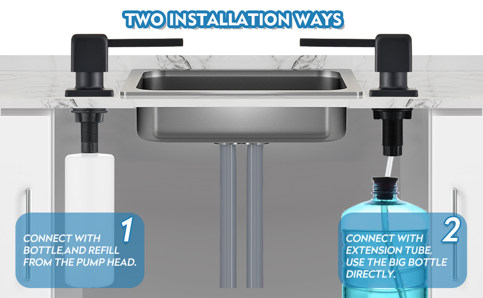 CREA Soap Dispenser for Kitchen Sink, Kitchen Soap Dispenser Black Square Built in