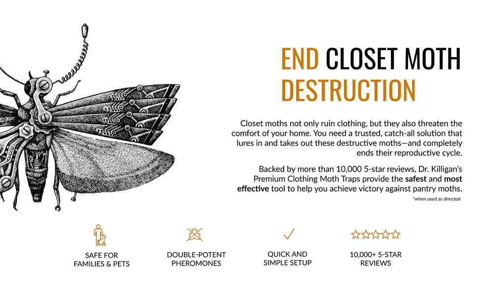 Dr. Killigan's Premium Clothing Moth Traps Carpet Moth Killer Non