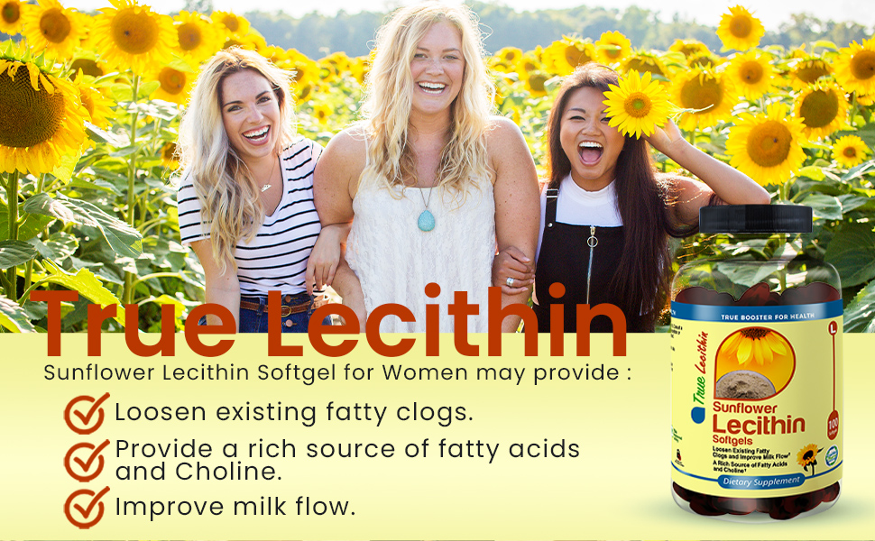 TRUEMED Sunflower Lecithin Softgels Natural Lactation Support & Duct Relief for