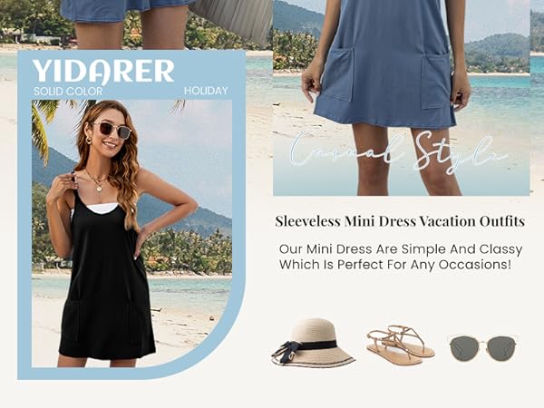 【ZEROPLANET】25HS★(S,M) Sleeveless Mini Dress ZESICA Women's 2025 Summer Spaghetti Strap Sleeveless Square