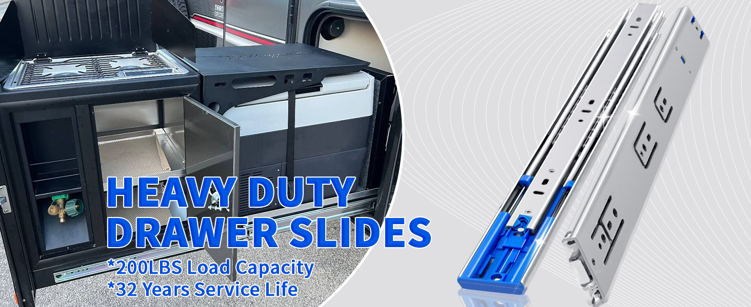 TPLAIE 14 Inch 200lbs Soft Close Heavy Duty Drawer Slides, Side Mount