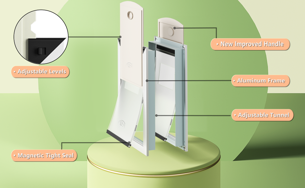 RESCUMASCER Snow White Large Dog Doors for Large Dogs with