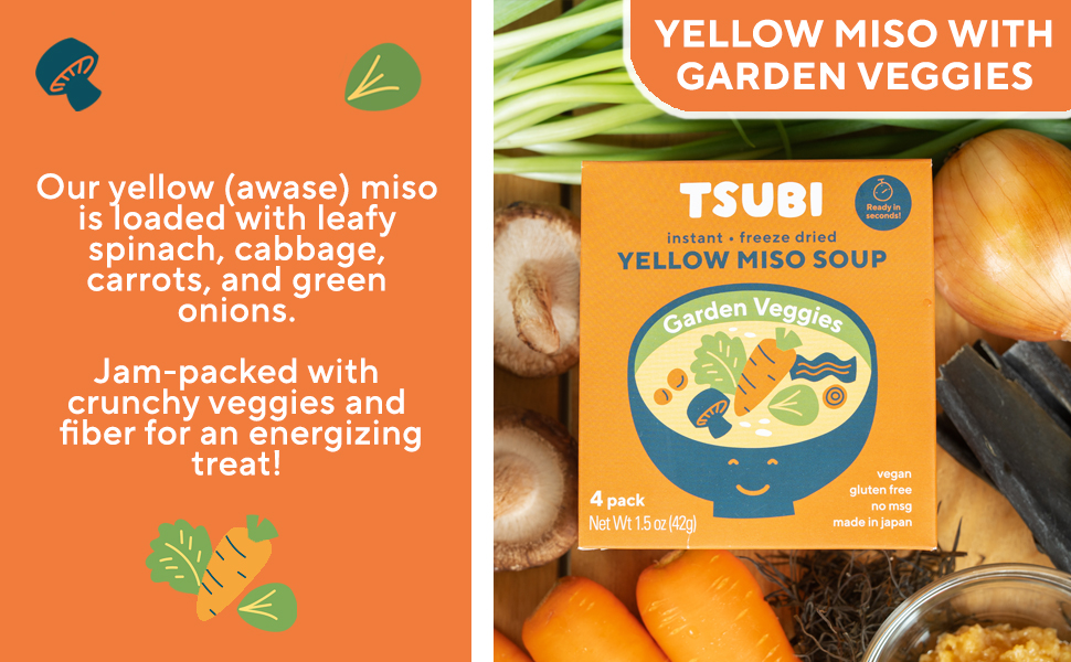 Tsubi Freeze Dried, Ready to Eat Instant Miso Soup Packets