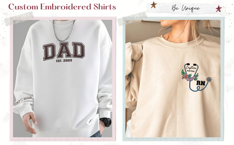 Custom Embroidered Tshirt, Sweatshirt, Hoodie For Men & Women