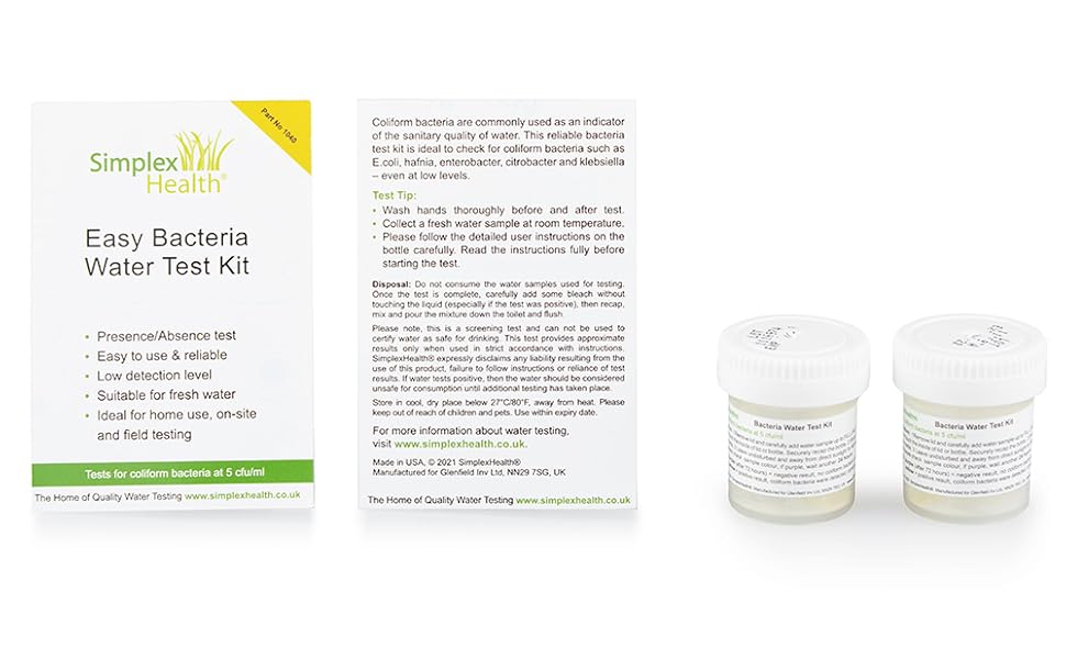 Easy Bacteria Water Test Kit (Double Pack) Test for Coliform Bacteria