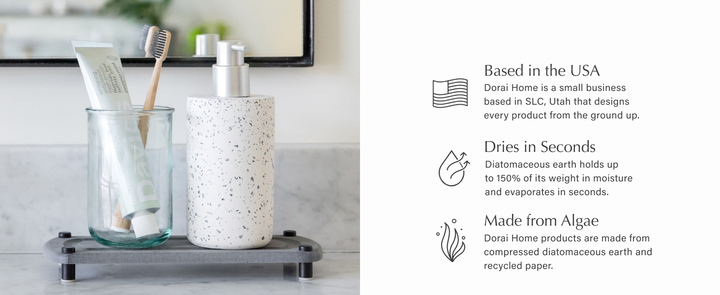 Sink Caddy features based in the USA made from algae dries in seconds