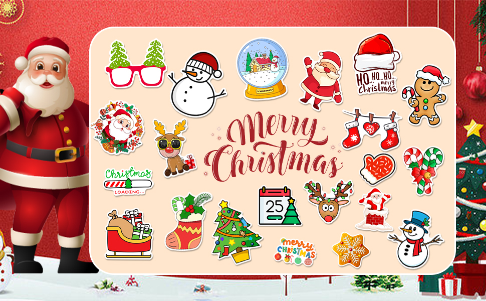 100Pcs 2023 Christmas Stickers, Christmas Decorations
