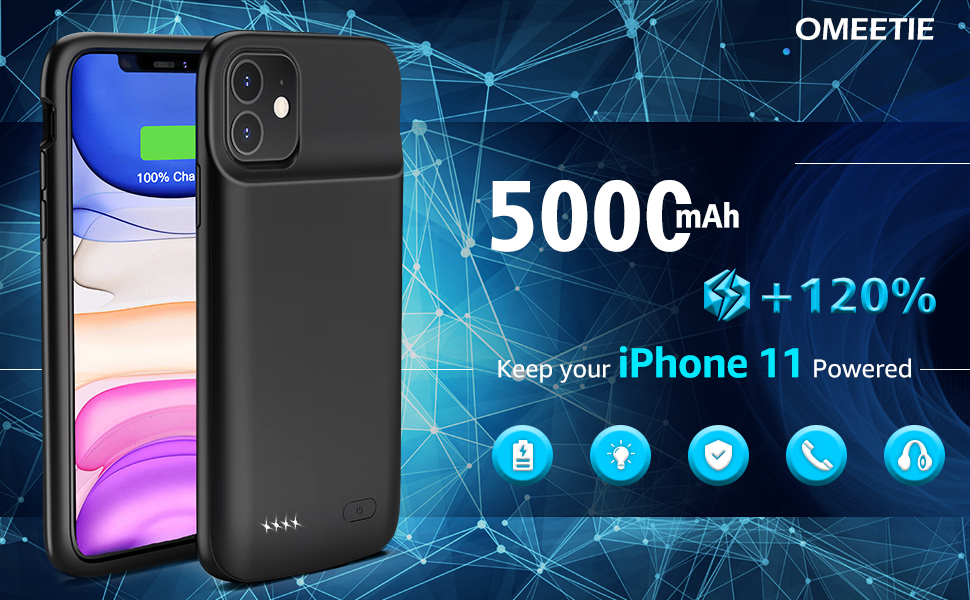 OMEETIE Battery Case for iPhone 11, 5000mAh Slim Portable