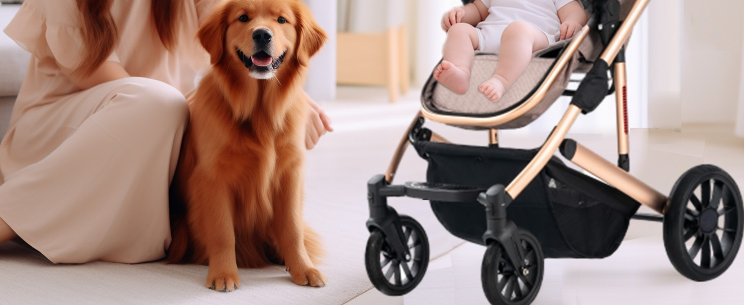 bassinet stroller khaki gold