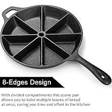 Cast Iron Wedge Pan, Round Corn Bread Skillet