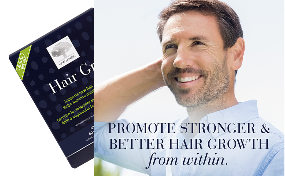 New Nordic Hair Gro Natural Hair Growth Product with Biotin, Apple Extract & Patented
