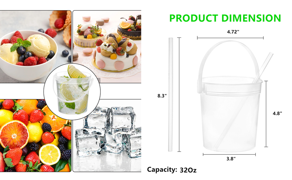 Yopay 15 Pack Plastic Rum Buckets for Drinks, 32OZ Cocktail