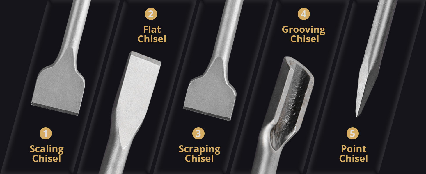 AMTOVL SDS Plus Bits, 12PCS Chisel SDS Plus, SDSPlus Chisel Set and