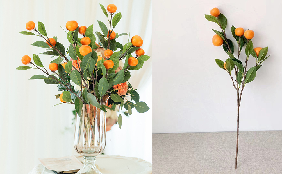 3 PCS Artificial Tangerine Branches, Simulation Orange