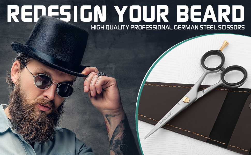 BFOKUS Versatile Beard and Mustache Scissors, 5Inch