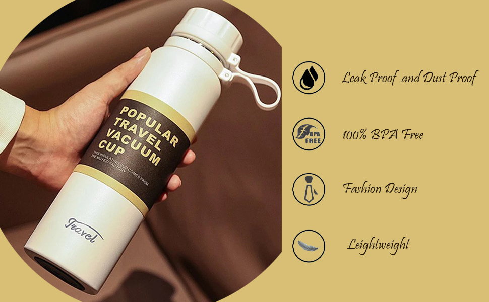 House of Quirk 1100ml EcoFriendly Stainless Steel Reusable Water Bottle Leakproof BPA Free